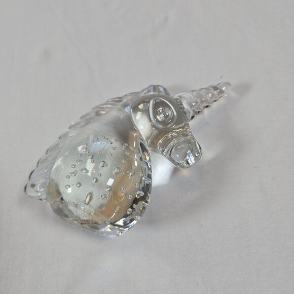 Vintage Clear Glass Unicorn Figurine With Controlled Bubbles Mythical Horse Pape - Picture 4 of 6